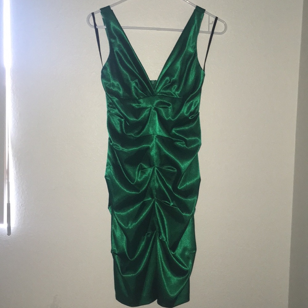 Green Satin Formal Dress
